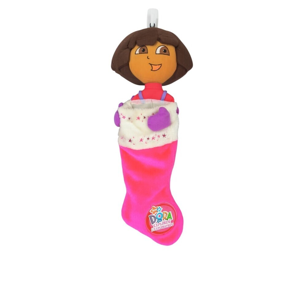 2003 Dora The Explorer Nick Jr Pink Girls Plush Head Fleece Christmas Stocking